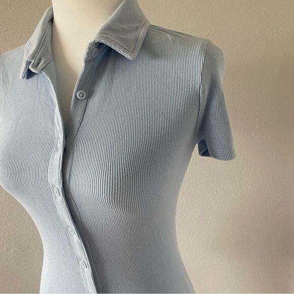 Forever 21 Button Front Tee Dress Ribbed Short Sleeves SZ S - Picture 7 of 14